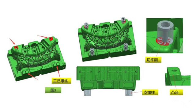 在注塑汽車模具設(shè)計(jì)中，工藝螺絲是必不可少的輔助工具